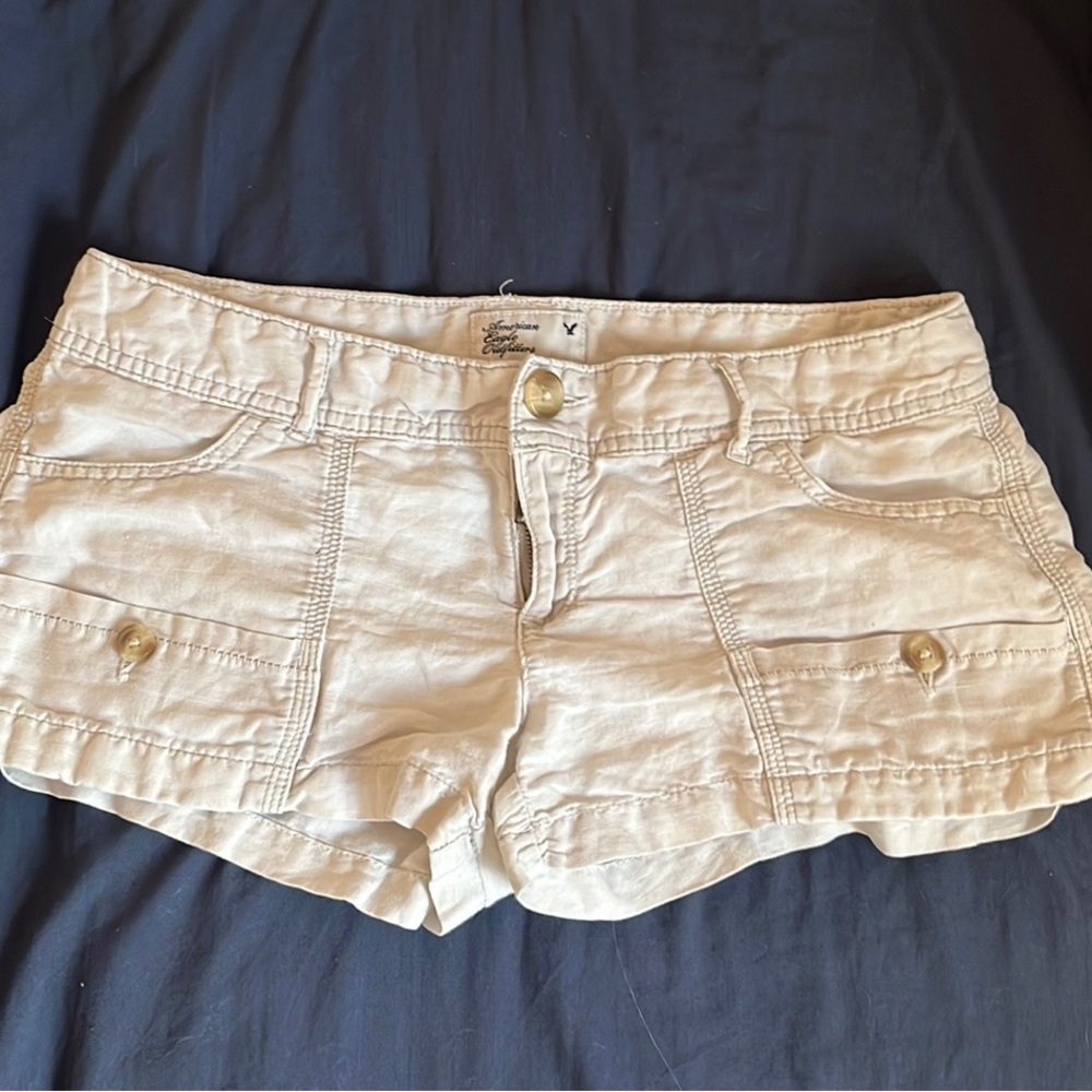 Cream cargo shorts